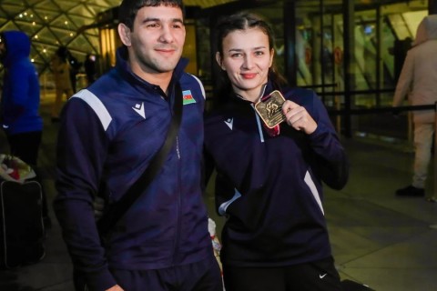 Azerbaijani wrestlers with the best results of the last 8 years in the European Championship, returned to their homeland - PHOTO