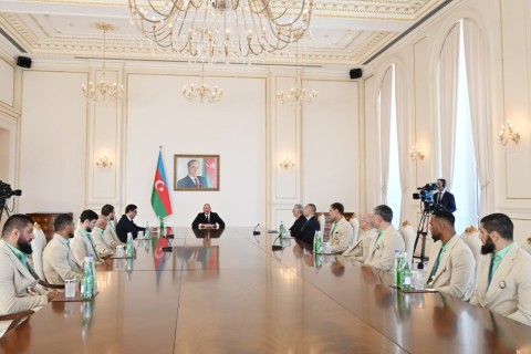 President Ilham Aliyev received Azerbaijani athletes who won medals at Paris Summer Olympic Games and their coaches - VIDEO - PHOTO