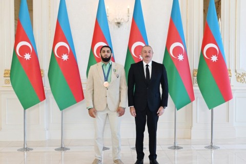 President Ilham Aliyev received Azerbaijani athletes who won medals at Paris Summer Olympic Games and their coaches - VIDEO - PHOTO