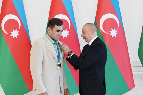 President Ilham Aliyev received Azerbaijani athletes who won medals at Paris Summer Olympic Games and their coaches - VIDEO - PHOTO