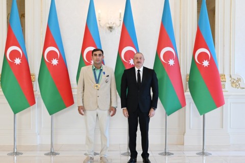 President Ilham Aliyev received Azerbaijani athletes who won medals at Paris Summer Olympic Games and their coaches - VIDEO - PHOTO