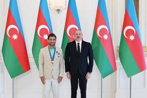 President Ilham Aliyev received Azerbaijani athletes who won medals at Paris Summer Olympic Games and their coaches - VIDEO - PHOTO