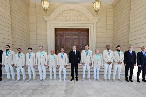 President Ilham Aliyev received Azerbaijani athletes who won medals at Paris Summer Olympic Games and their coaches - VIDEO - PHOTO