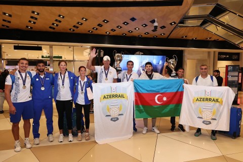 Azerrail players return home after winning European Cup - PHOTO - VIDEO