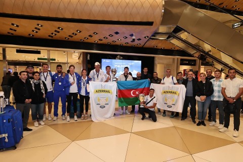 Azerrail players return home after winning European Cup - PHOTO - VIDEO