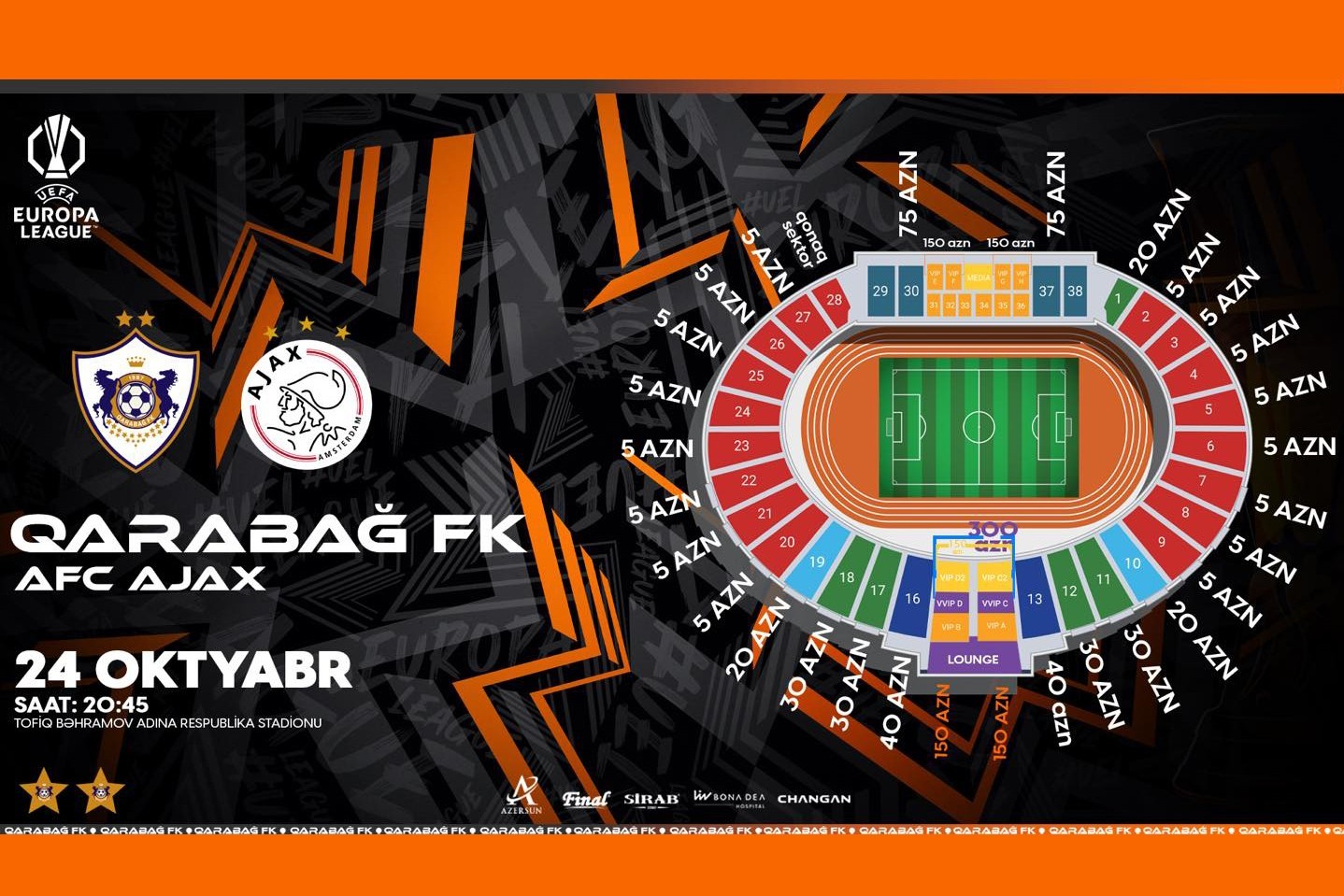 Tickets for Qarabag vs Ajax match now on sale