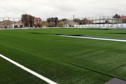 Binə stadionunda süni ot örtüyü dəyişdirilir - FOTO