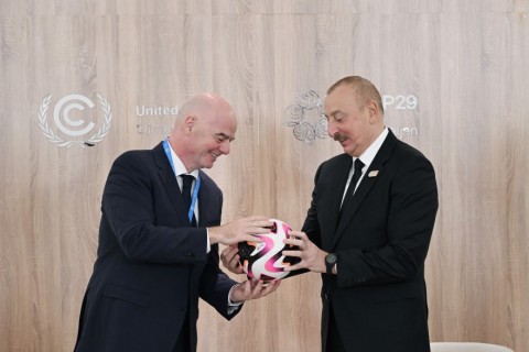 President Ilham Aliyev met with FIFA President Gianni Infantino - PHOTO