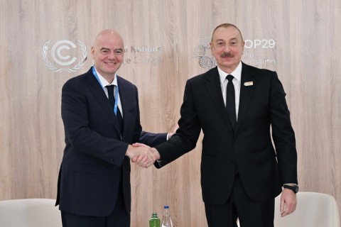 President Ilham Aliyev met with FIFA President Gianni Infantino - PHOTO