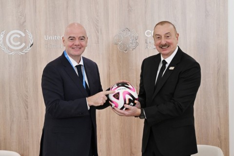 President Ilham Aliyev met with FIFA President Gianni Infantino - PHOTO