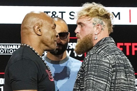 Mike Tyson slaps Jake Paul at weigh-in: Chaos erupts before showdown - VIDEO