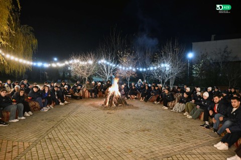 Minister Farid Gayibov meets athletes around the bonfire at the III Sports Festival - PHOTO - VIDEO