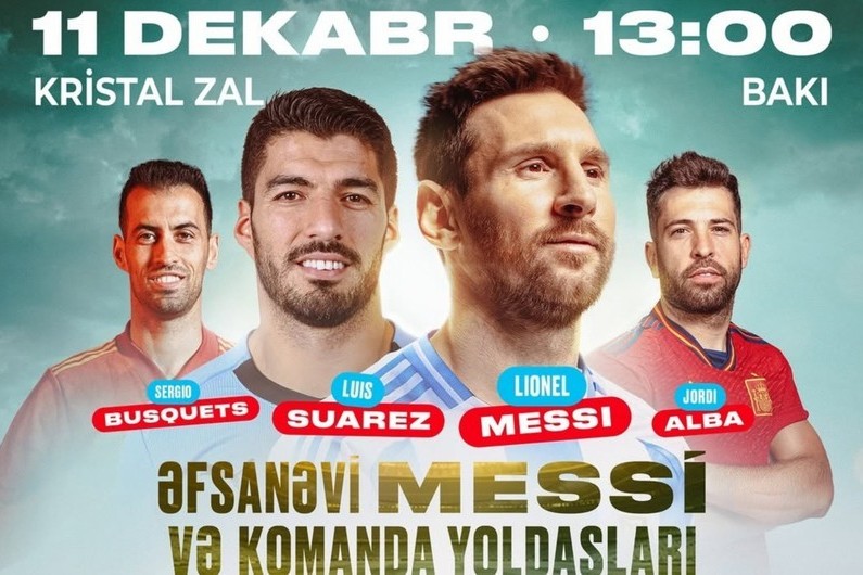 Lionel Messi komanda yoldaşları ilə Bakıya gəlir