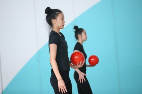 South Korean gymnasts train at the National Gymnastics Arena - PHOTO