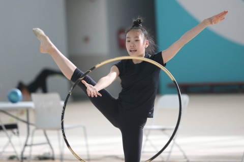 South Korean gymnasts train at the National Gymnastics Arena - PHOTO