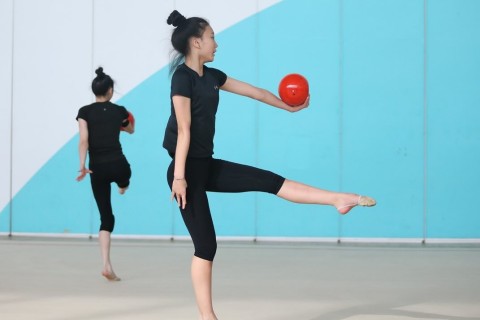 South Korean gymnasts train at the National Gymnastics Arena - PHOTO