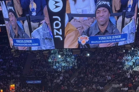 Vinicius Junior takes a break to enjoy basketball during LaLiga Pause