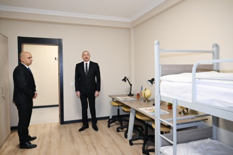 President Ilham Aliyev reviewed conditions at "Vatan" Sports Lyceum after reconstruction - PHOTO