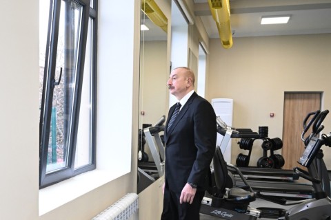 President Ilham Aliyev reviewed conditions at "Vatan" Sports Lyceum after reconstruction - PHOTO