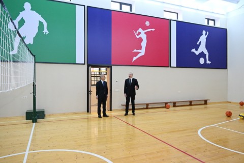 President Ilham Aliyev reviewed conditions at "Vatan" Sports Lyceum after reconstruction - PHOTO