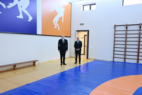 President Ilham Aliyev reviewed conditions at "Vatan" Sports Lyceum after reconstruction - PHOTO