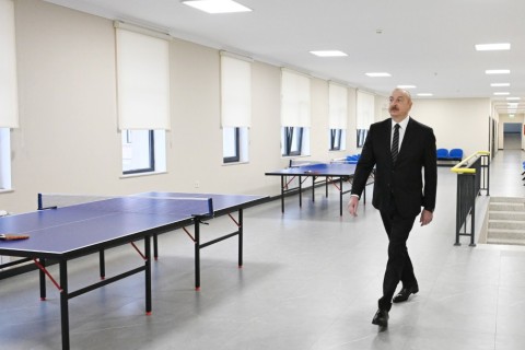 President Ilham Aliyev reviewed conditions at "Vatan" Sports Lyceum after reconstruction - PHOTO