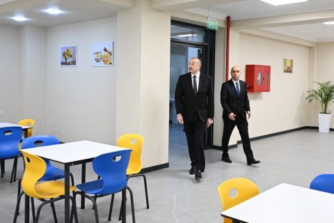 President Ilham Aliyev reviewed conditions at "Vatan" Sports Lyceum after reconstruction - PHOTO